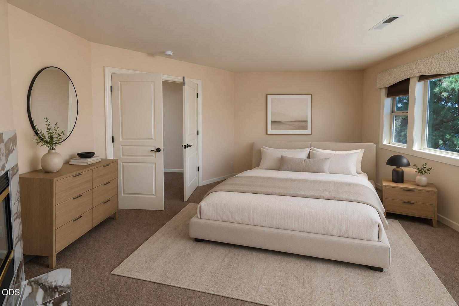 primary suite virtually staged
