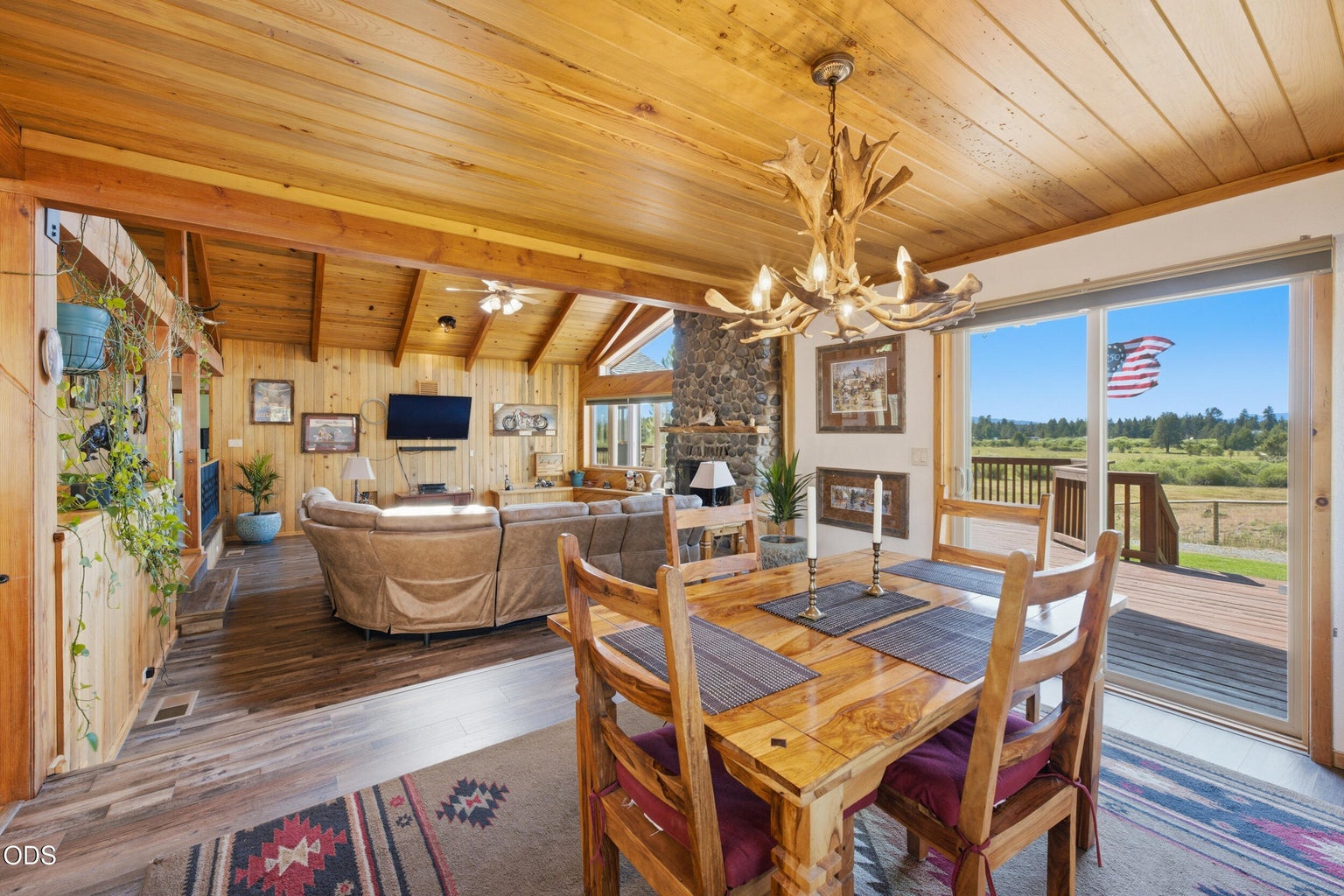 Dining area opens to rear deck