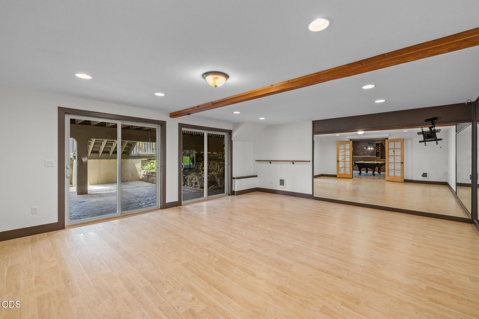 Fitness Studio and walk out covered patio