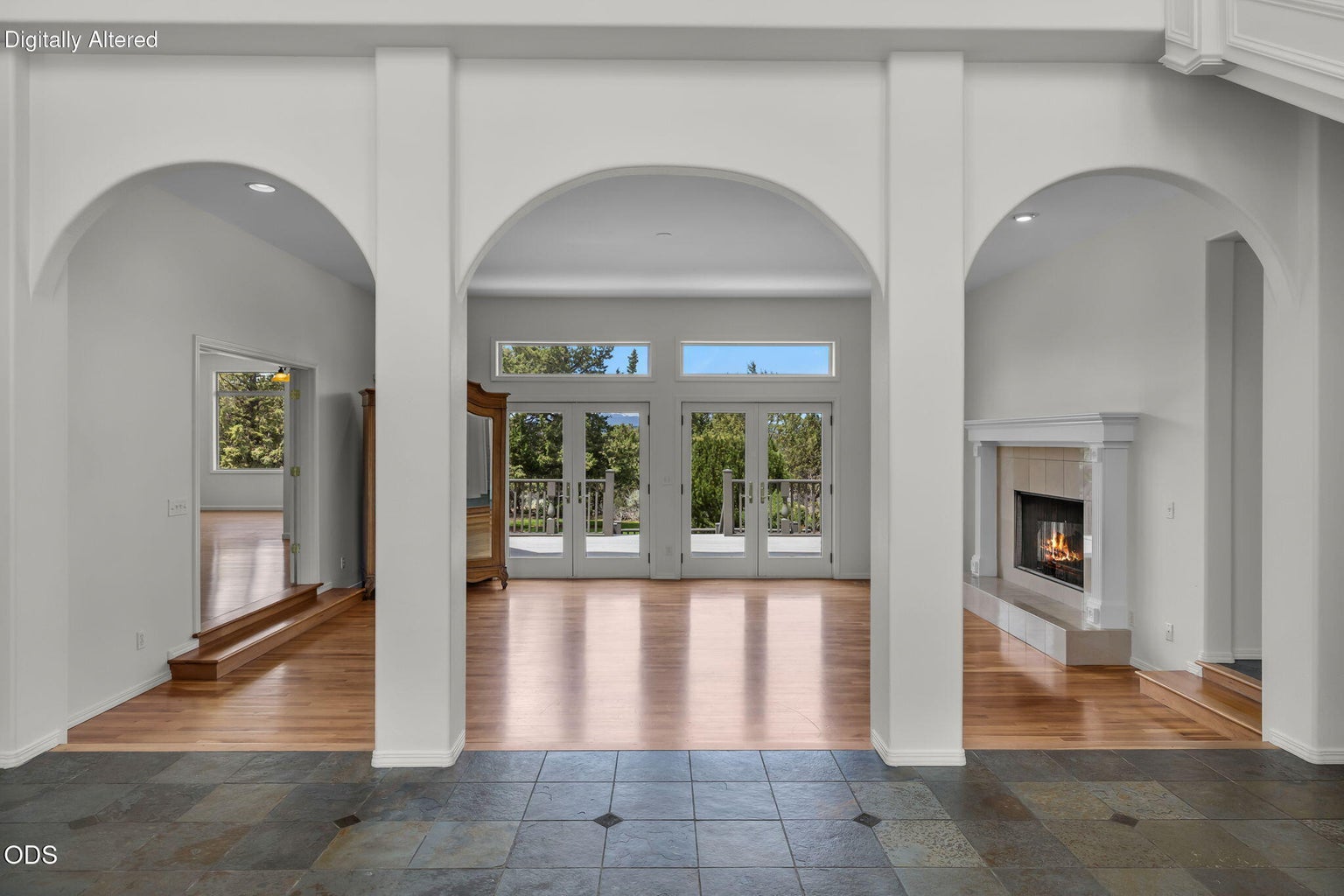 Grand entry, living room and back deck
