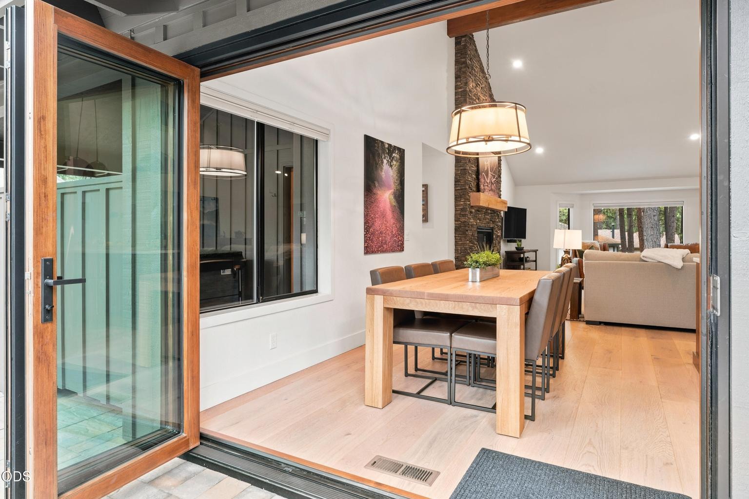 Floor to Ceiling 8' Wide Trifold Patio Door - Opens Completely to Patio