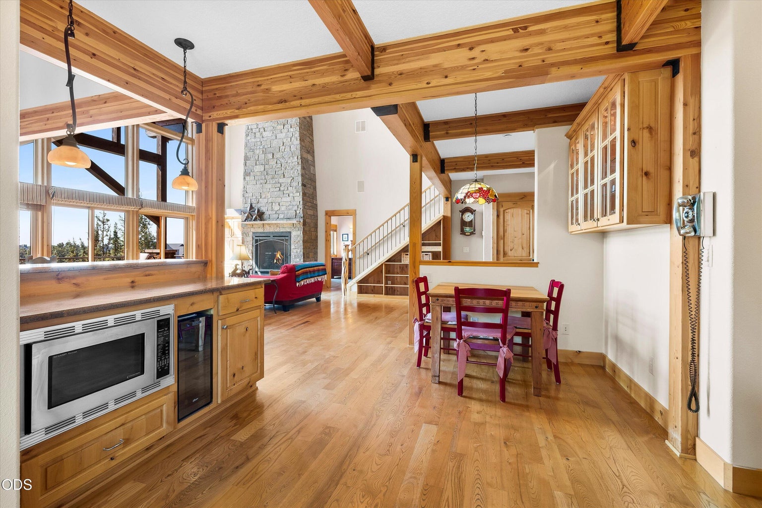 Under counter microwave, wine refrigerator, and breakfast nook