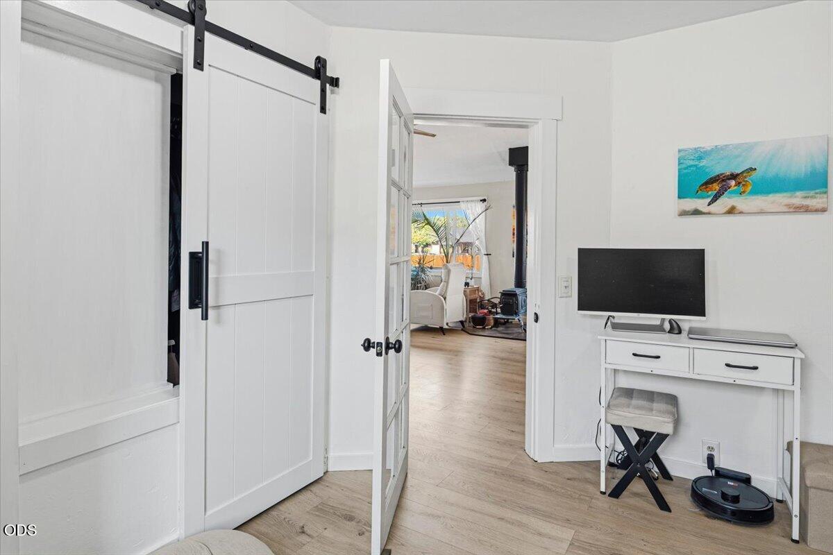 Refreshed closet with barn door