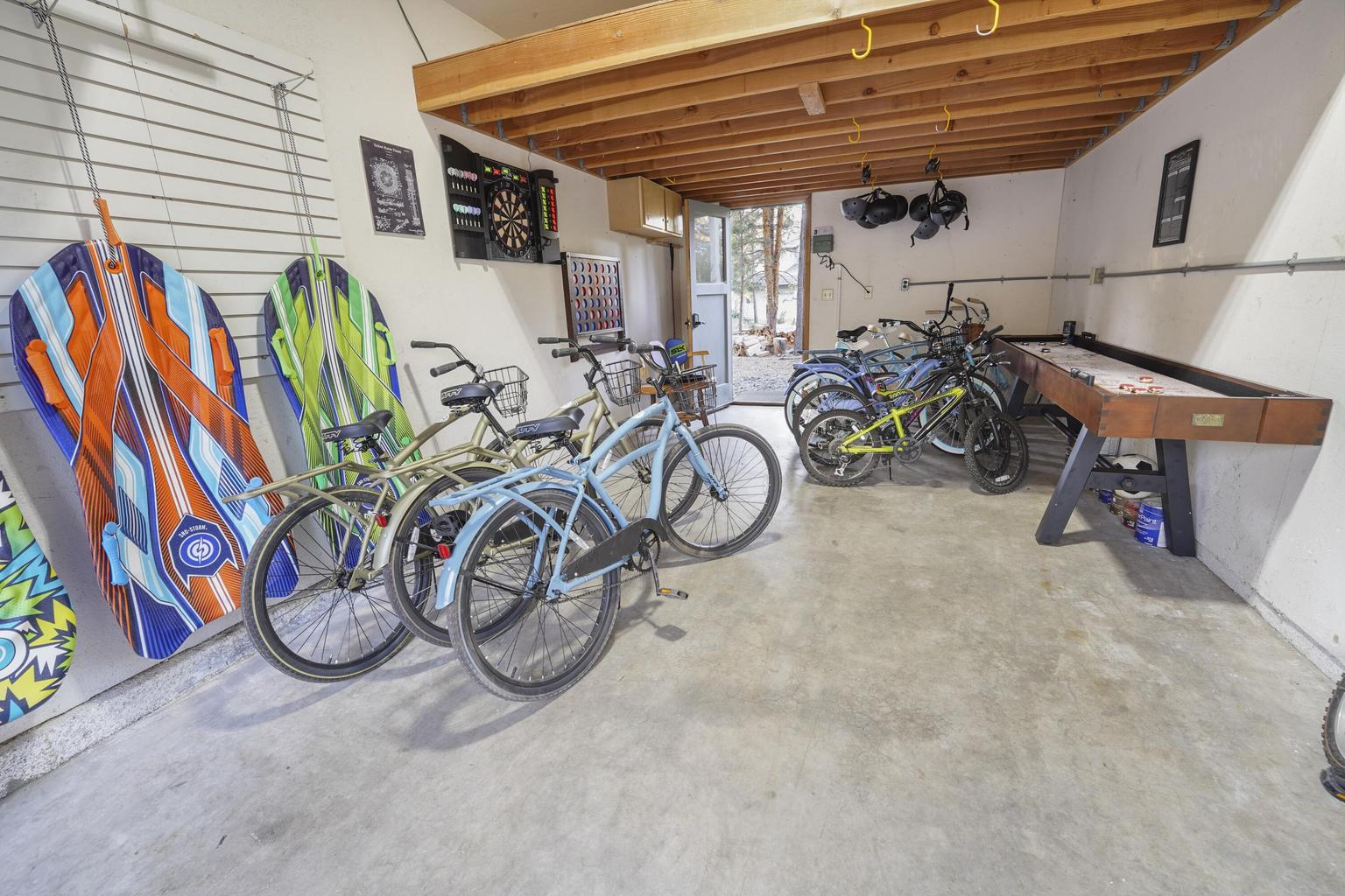 Garage with Cruiser Bikes & Shuffleboard