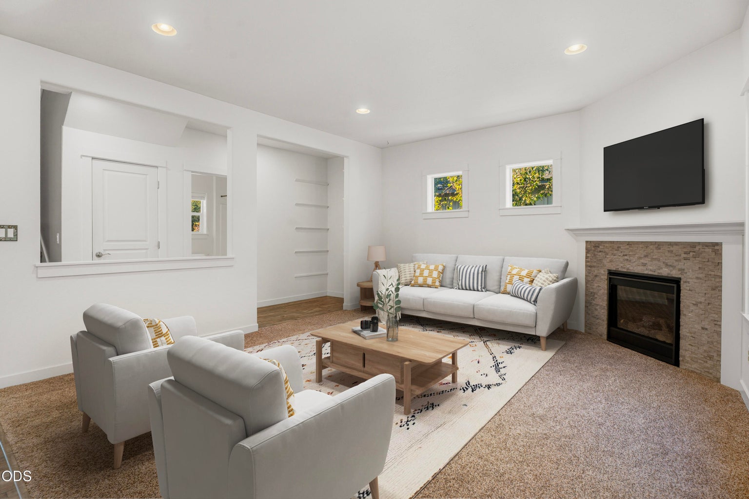 virtually staged living room