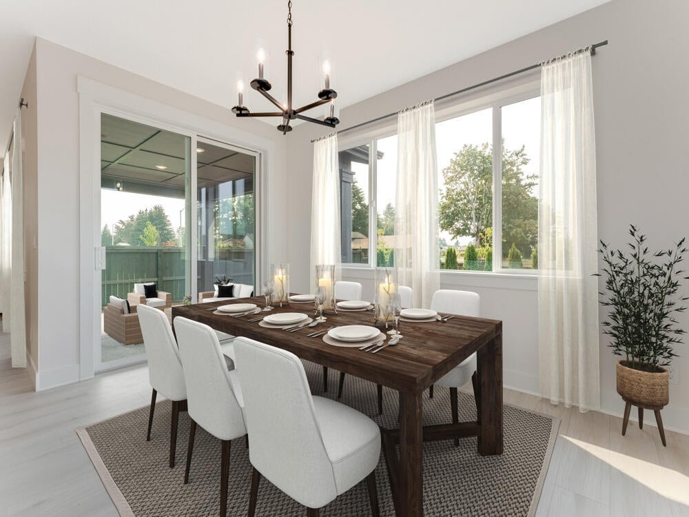 Image of dining has been virtual stage. Colors and surfaces may vary.