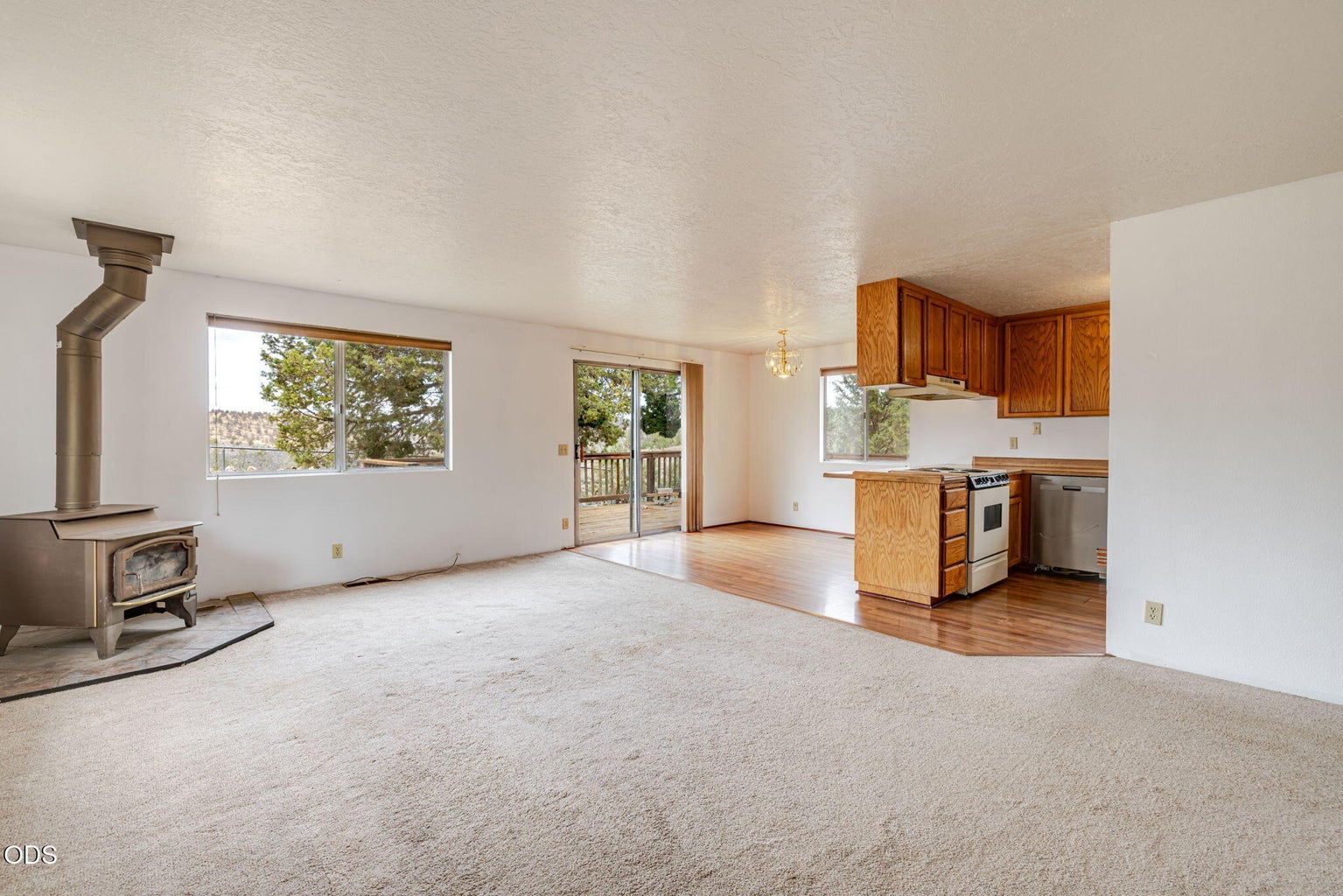 Living, kitchen, dining