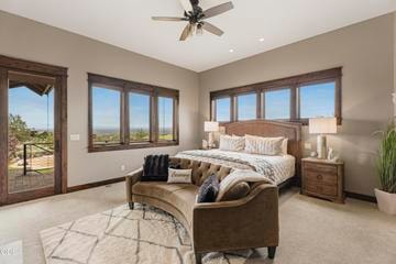 Primary bedroom offers privacy on the other end of the house, with an exterior door leading to the hot tub
