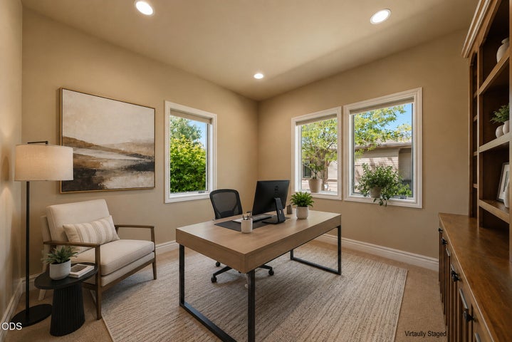 Office Main Level with builtin shelving cabinet